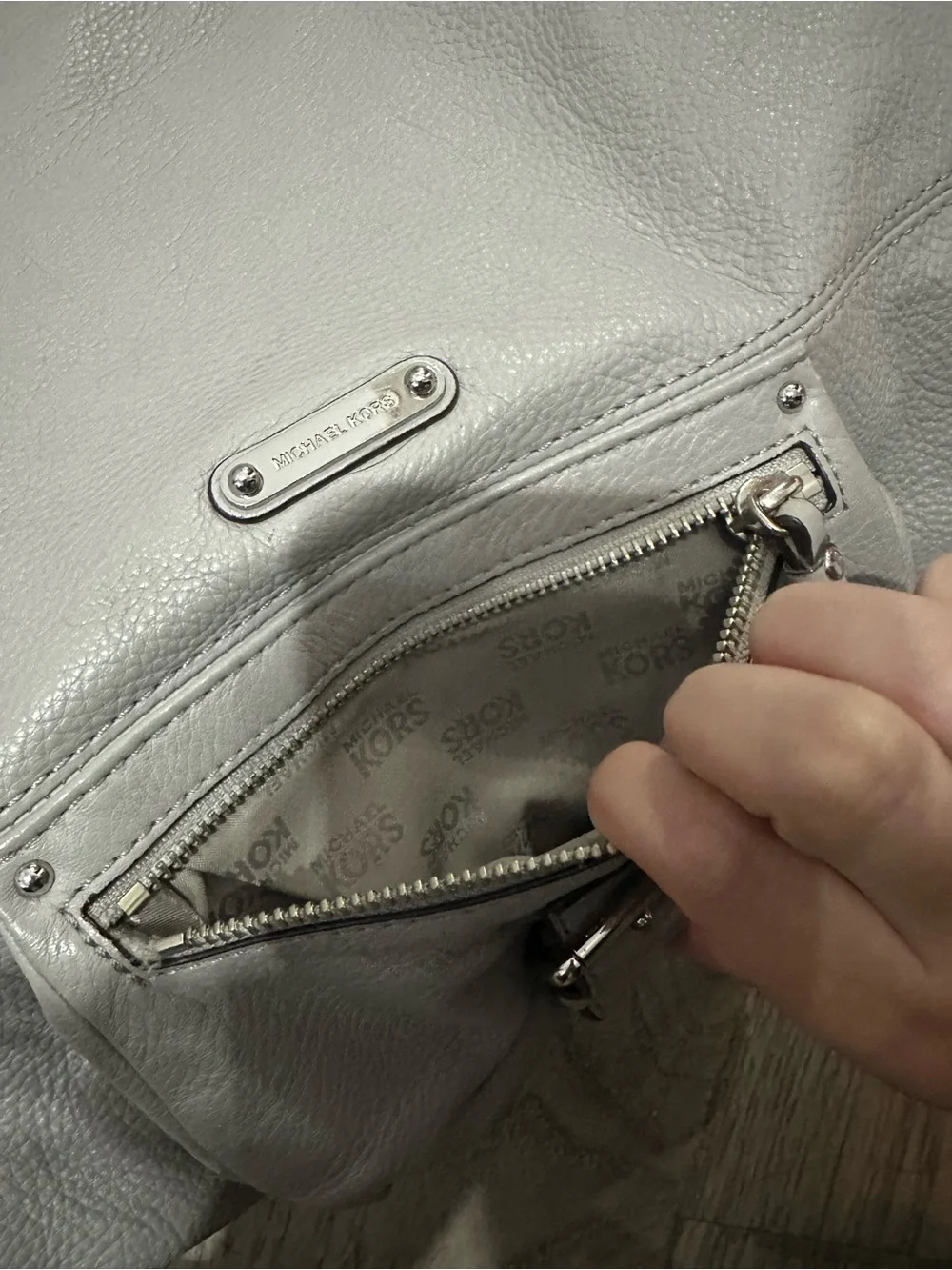 Michael Kors Gray Leather Bag